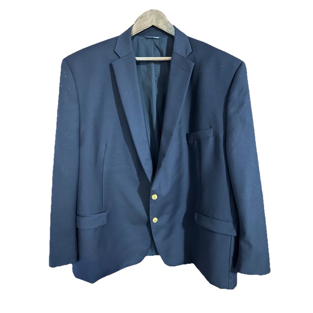 Ralph Ralph Lauren Mens Navy Blue Blazer Gold Buttons 56R Classic Wool Old $$